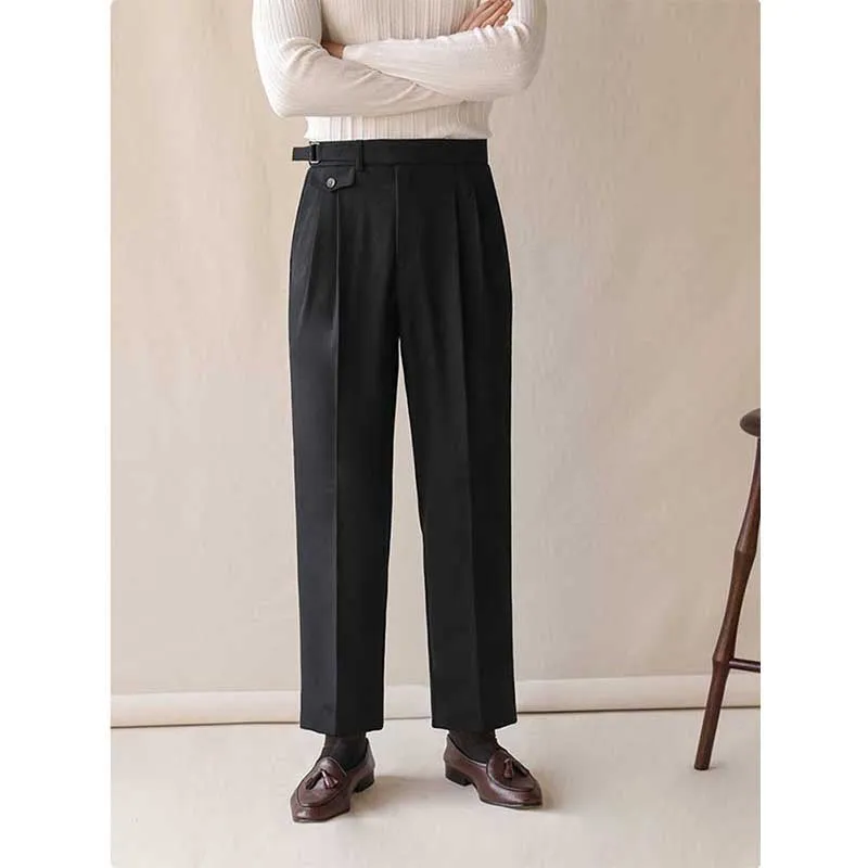 Men's Business Straight High Waist Casual Suit Pants