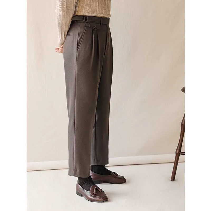 Men's Business Straight High Waist Casual Suit Pants