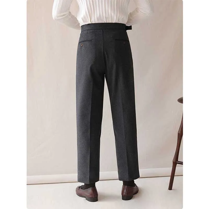 Men's Business Straight High Waist Casual Suit Pants