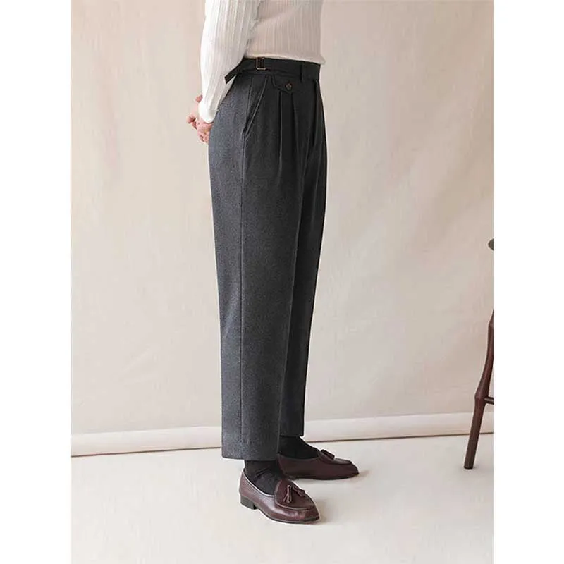 Men's Business Straight High Waist Casual Suit Pants