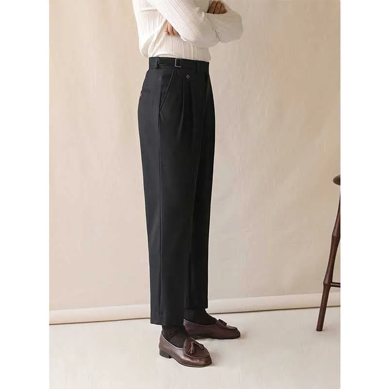 Men's Business Straight High Waist Casual Suit Pants