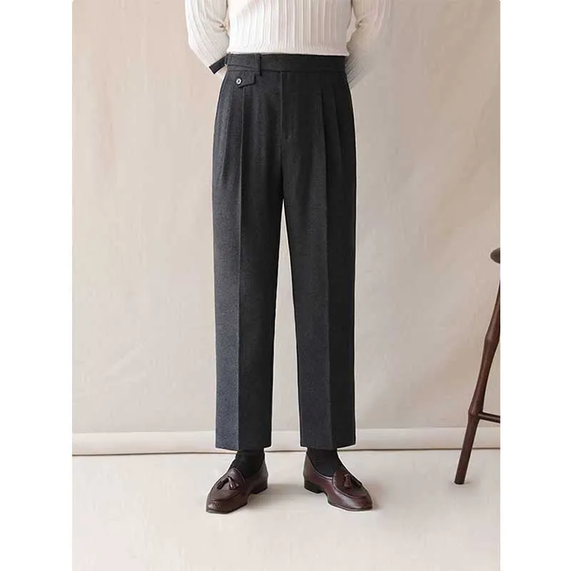 Men's Business Straight High Waist Casual Suit Pants