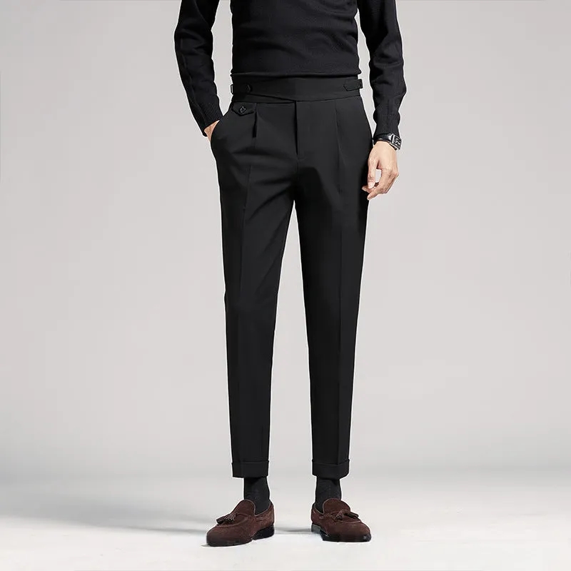 Men's Draped Business Casual Slim High Waist Suit Pants