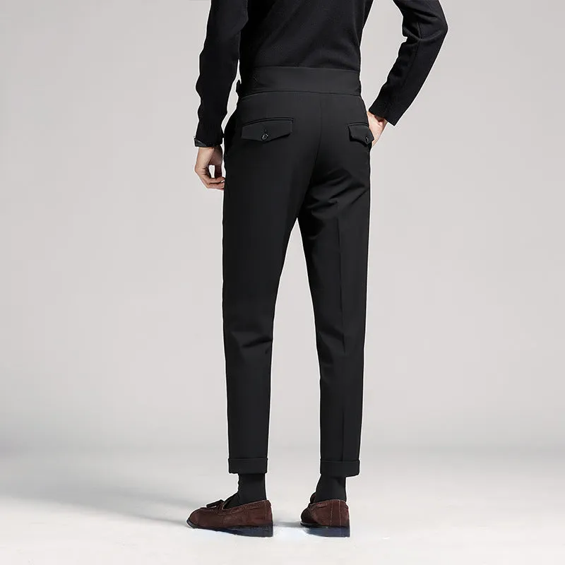 Men's Draped Business Casual Slim High Waist Suit Pants