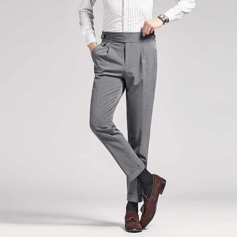 Men's Draped Business Casual Slim High Waist Suit Pants