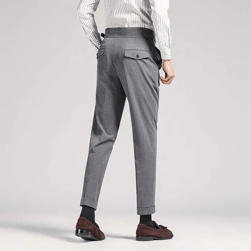 Men's Draped Business Casual Slim High Waist Suit Pants