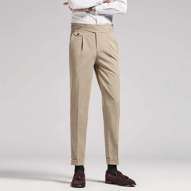 Men's Draped Business Casual Slim High Waist Suit Pants