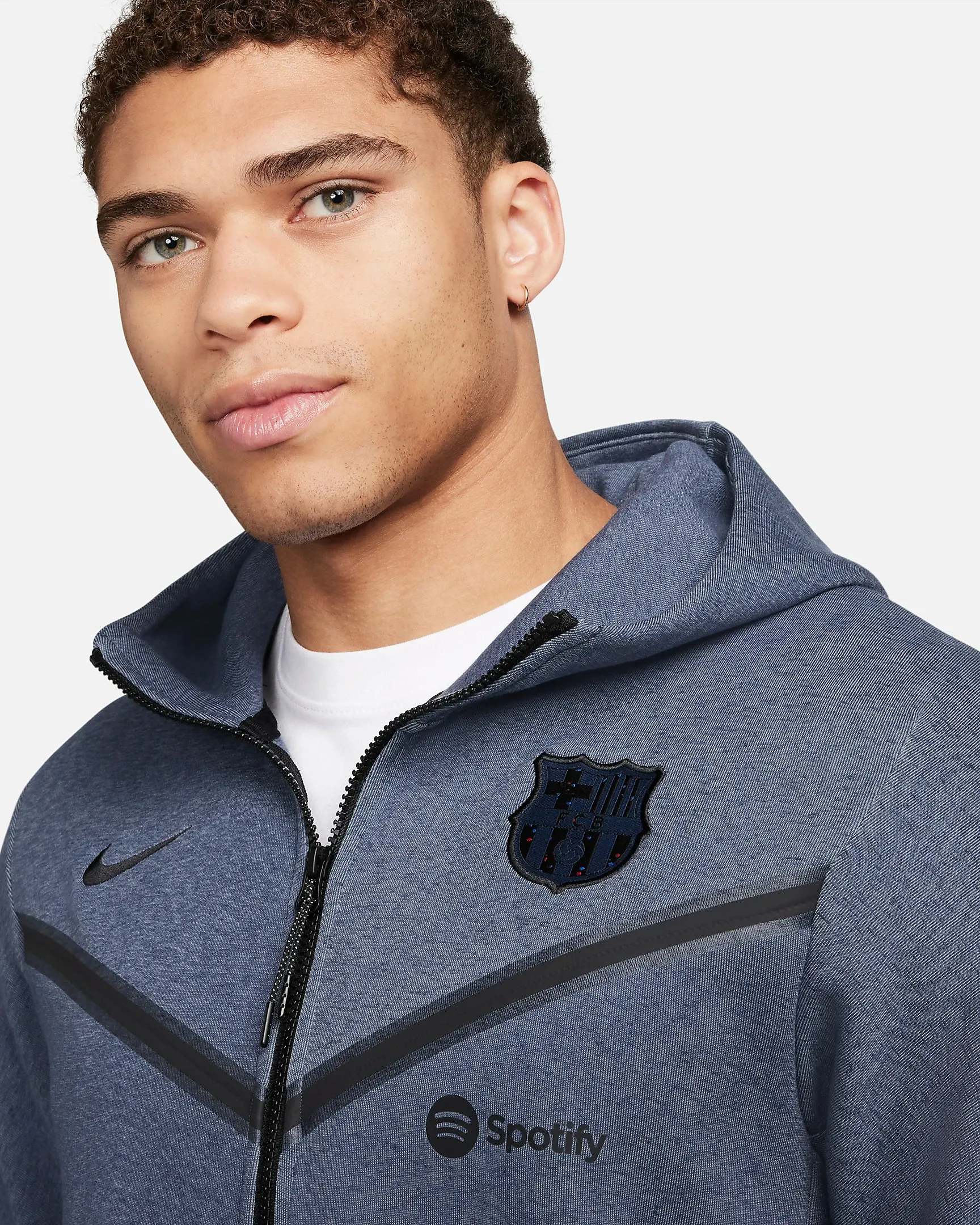 Men's Nike Soccer Full-Zip Hoodie - FC Barcelona Tech Fleece Windrunner Third