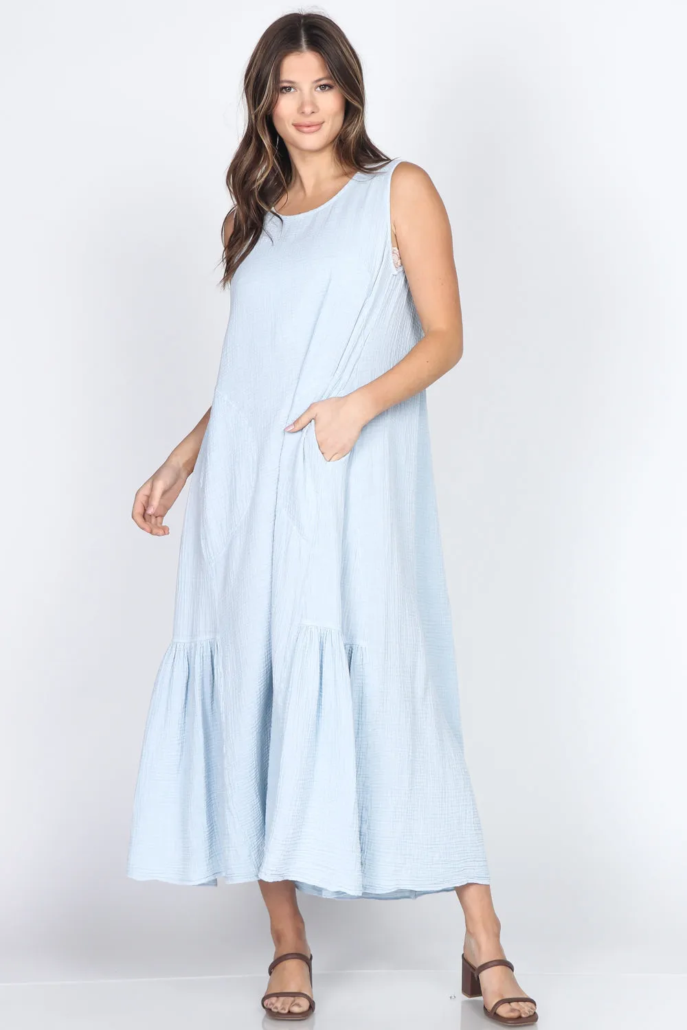 Mineral Wash Sleeveless Maxi Dress