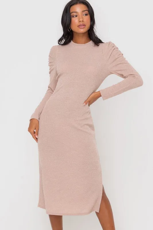 Molly Midi Dress in Beige