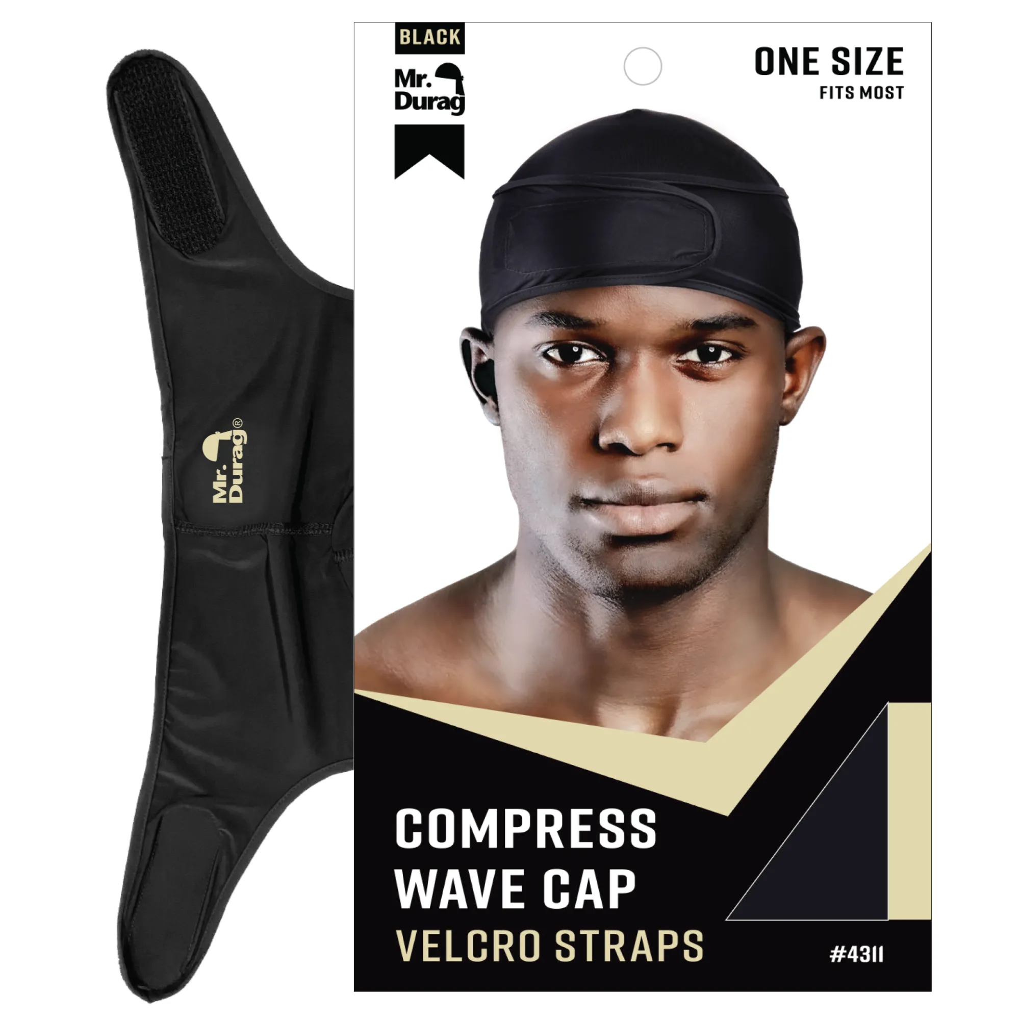 Mr. Durag Spandex Velcro Compress Wave Cap, Black