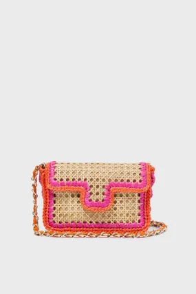 Natural and Pink Woven Crossbody