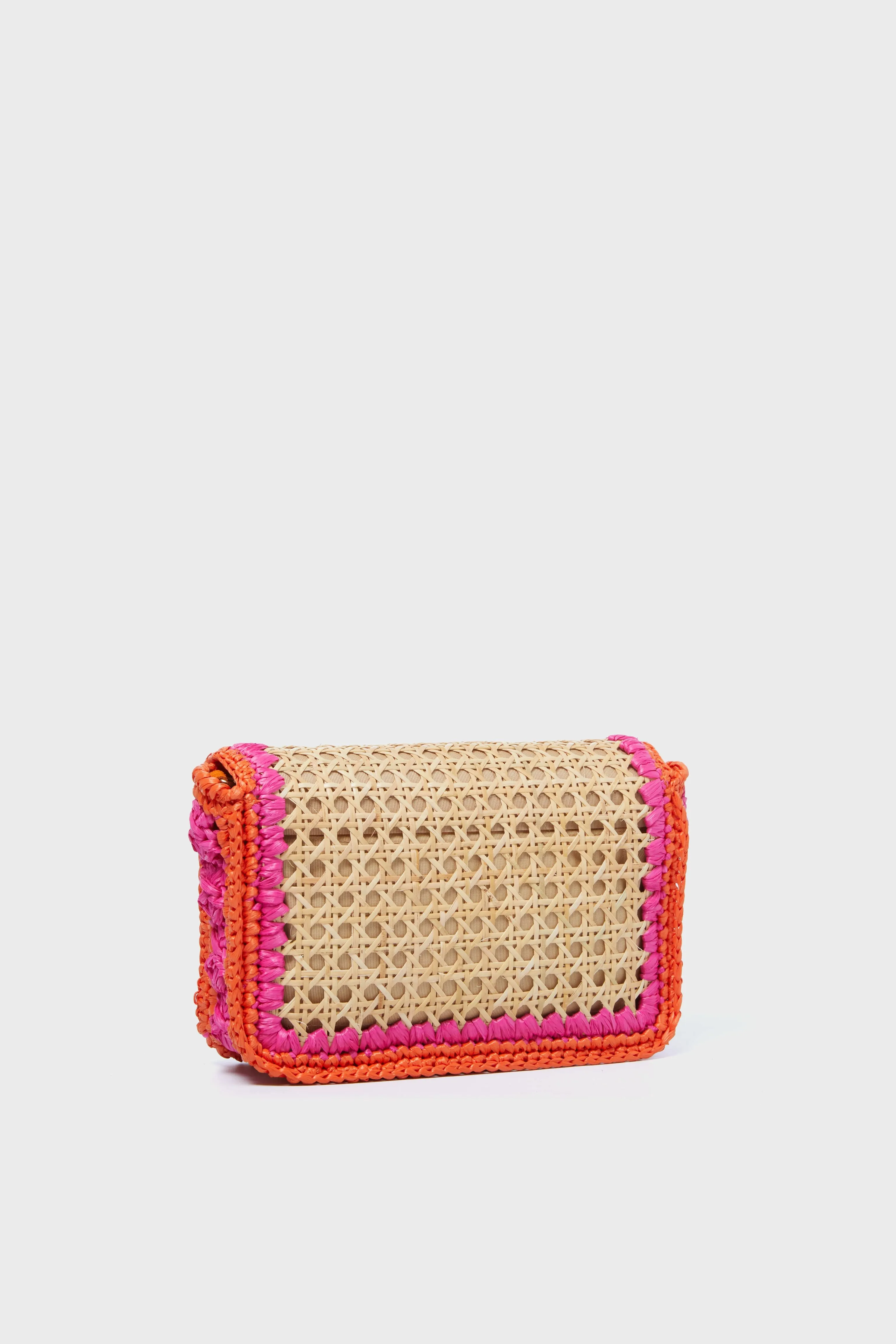 Natural and Pink Woven Crossbody