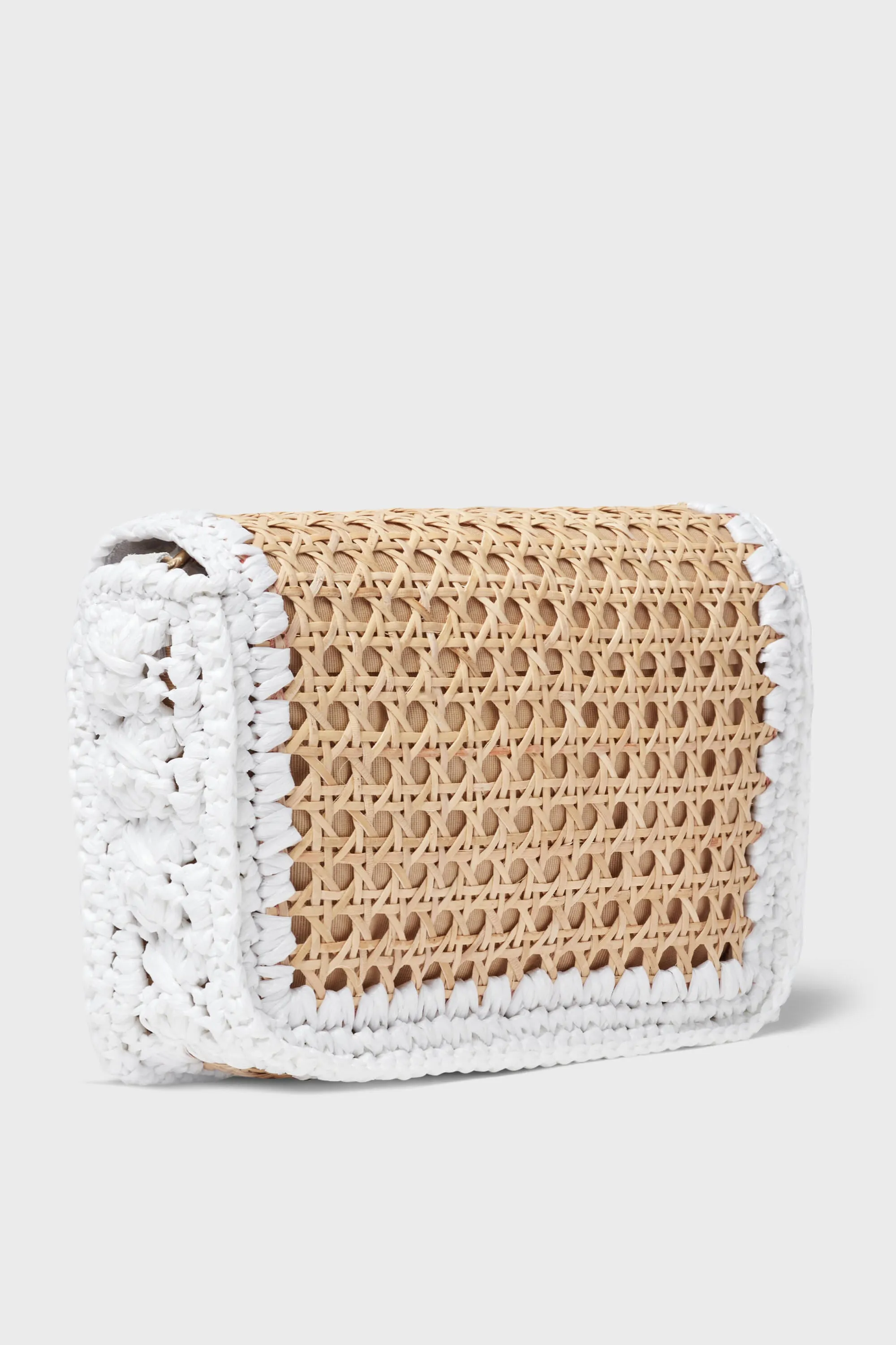 Natural and White Small Woven Shoulder Bag