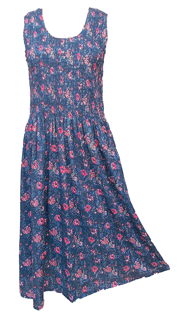 Navy Vines Viscose Maxi Dress UK One Size 14-24 EM3