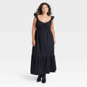 New - Women's Flutter Cap Sleeve Maxi A-Line Dress - Universal Thread