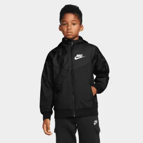 Nike Sportswear Juniors' Wind Runner Hooded Jacket Black / Black - White