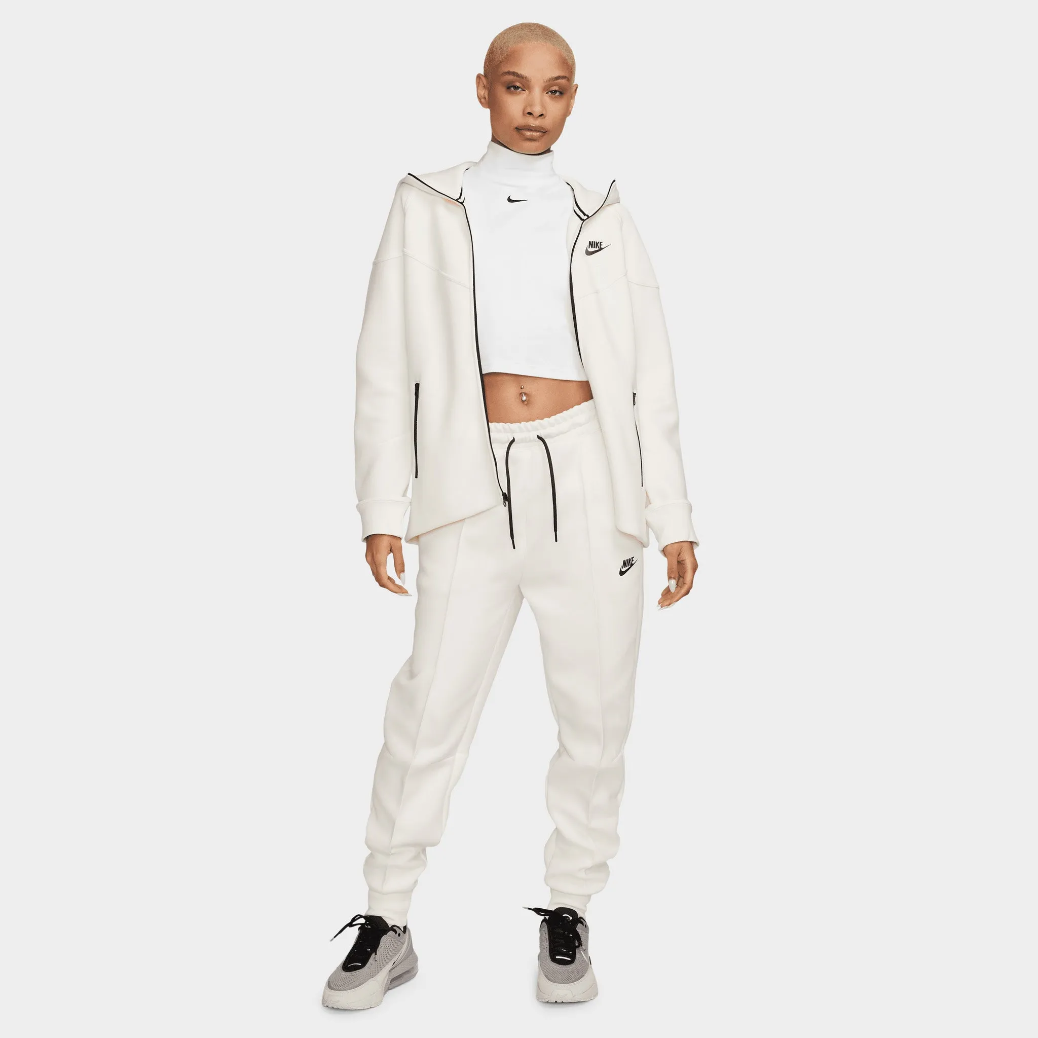 Nike Sportswear Women's Tech Fleece Windrunner Full Zip Hoodie Pale Ivory / Black