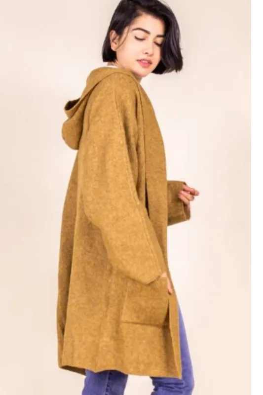 P.Cill Oversize Hoodie Cardigan Coat - Camel