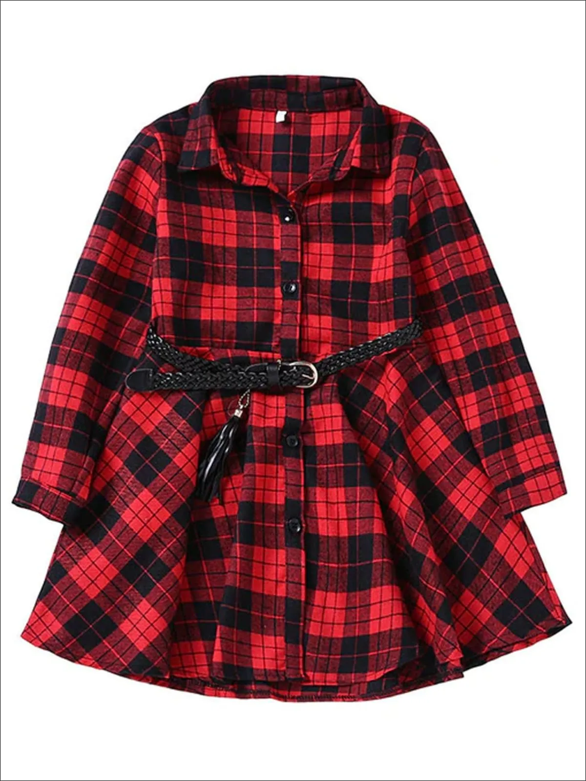 Plaid Fad Belted A-Line Dress