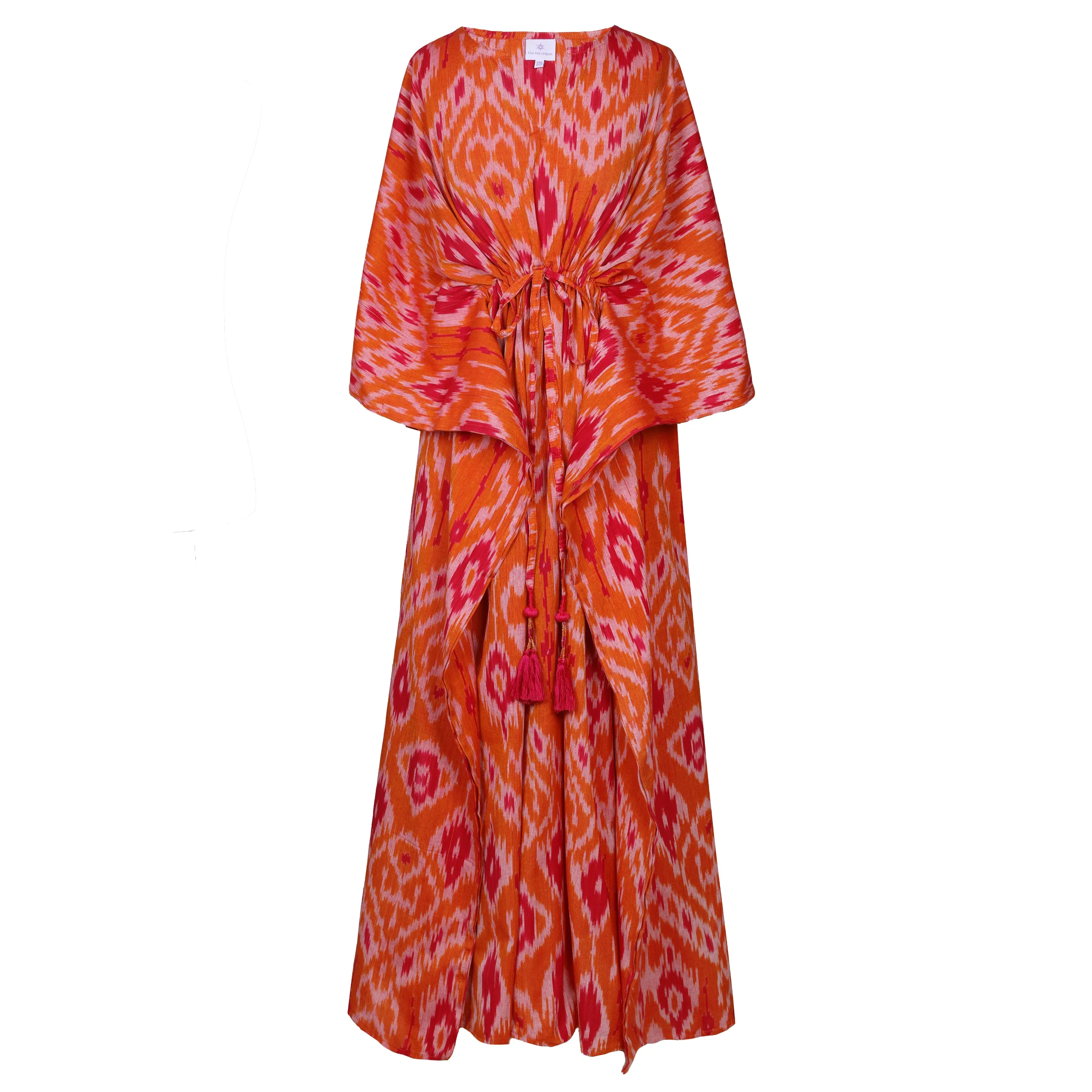 Porto Venere Orange Ikat Maxi Dress