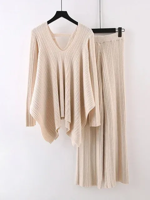 Pre Order:  Backless Sweater   Wide Leg Knit Set