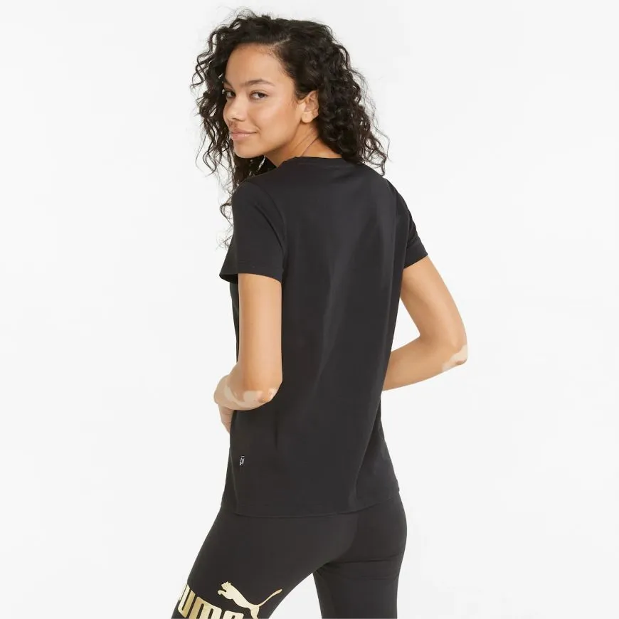 Puma Essentials Metallic Logo Women Lifestyle T-Shirt Black/Gold