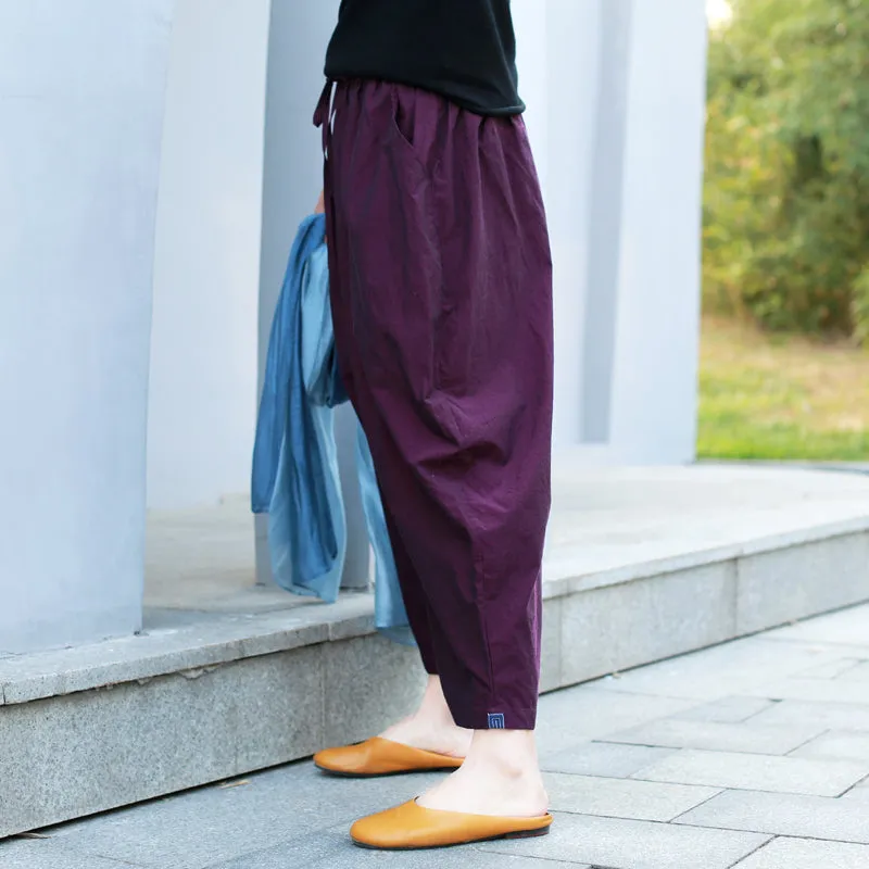 Purple Linen Pants Summer Wide Legs Women Pants MDYP9761