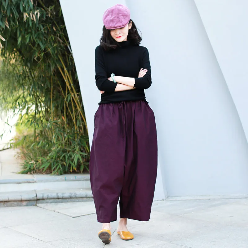 Purple Linen Pants Summer Wide Legs Women Pants MDYP9761