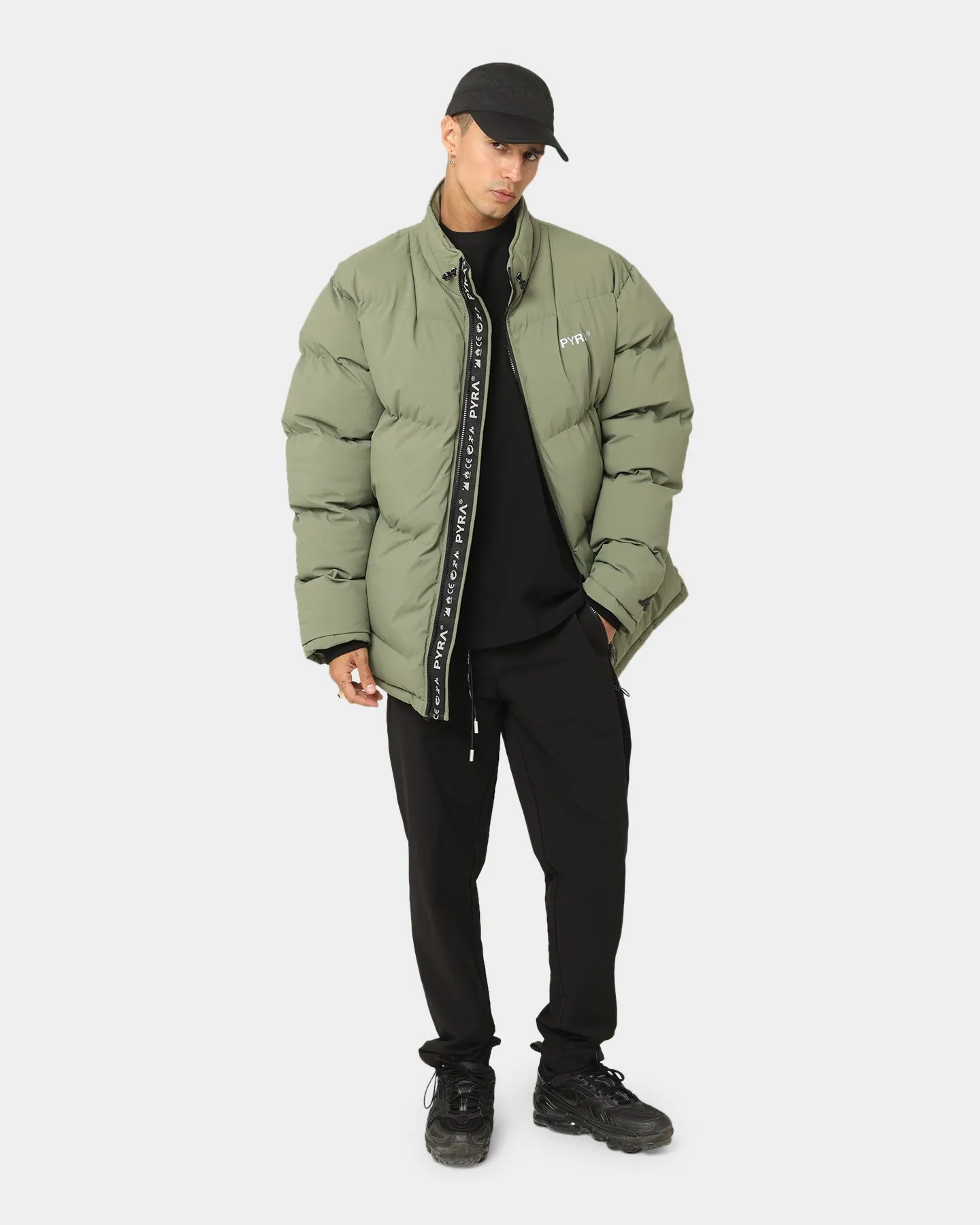 PYRA Padded Puffa Jacket Olive Green