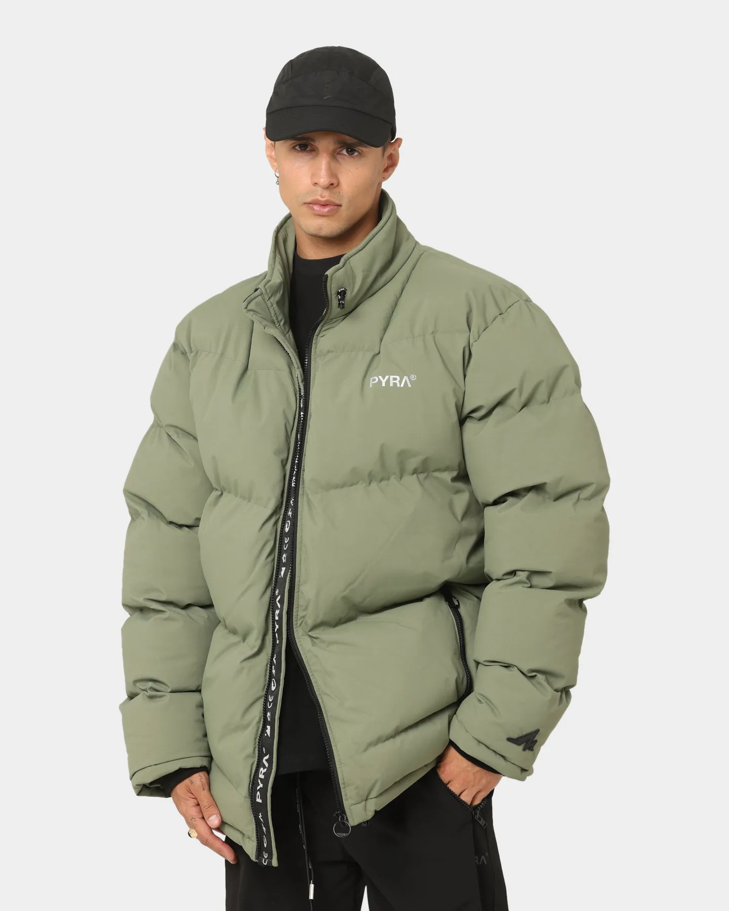 PYRA Padded Puffa Jacket Olive Green