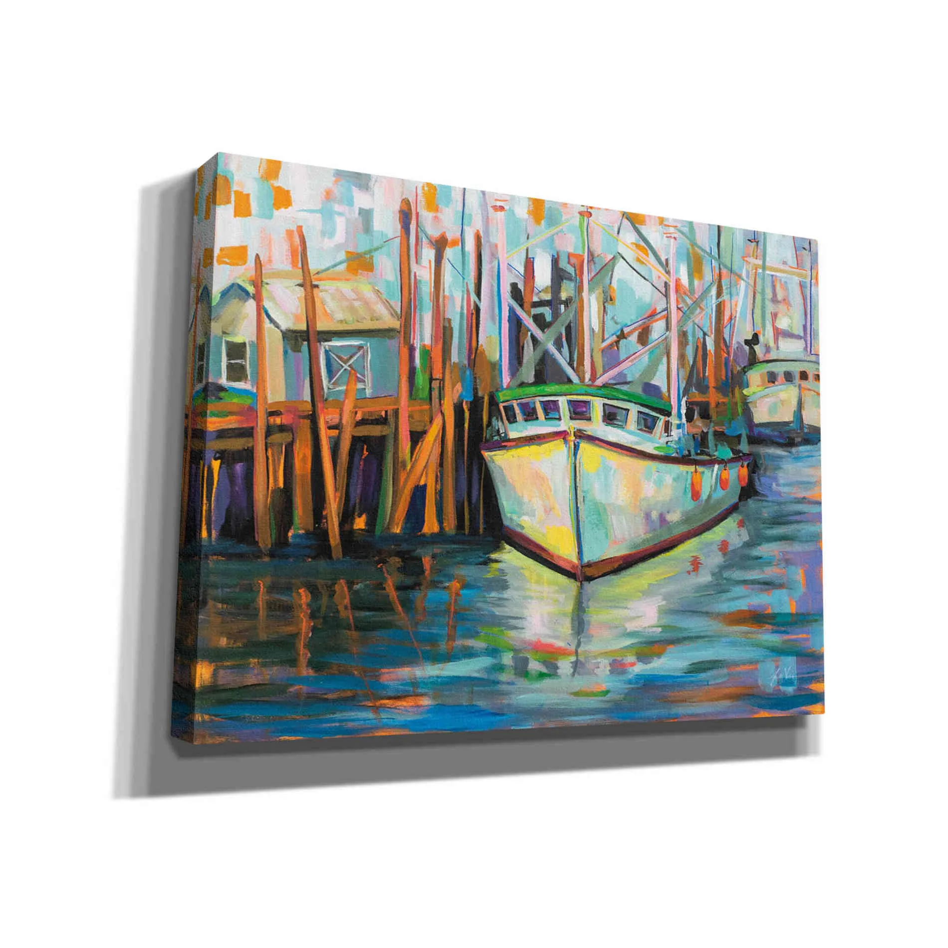 "At the Dock" by Jeanette Vertentes, Giclee Canvas Wall Art