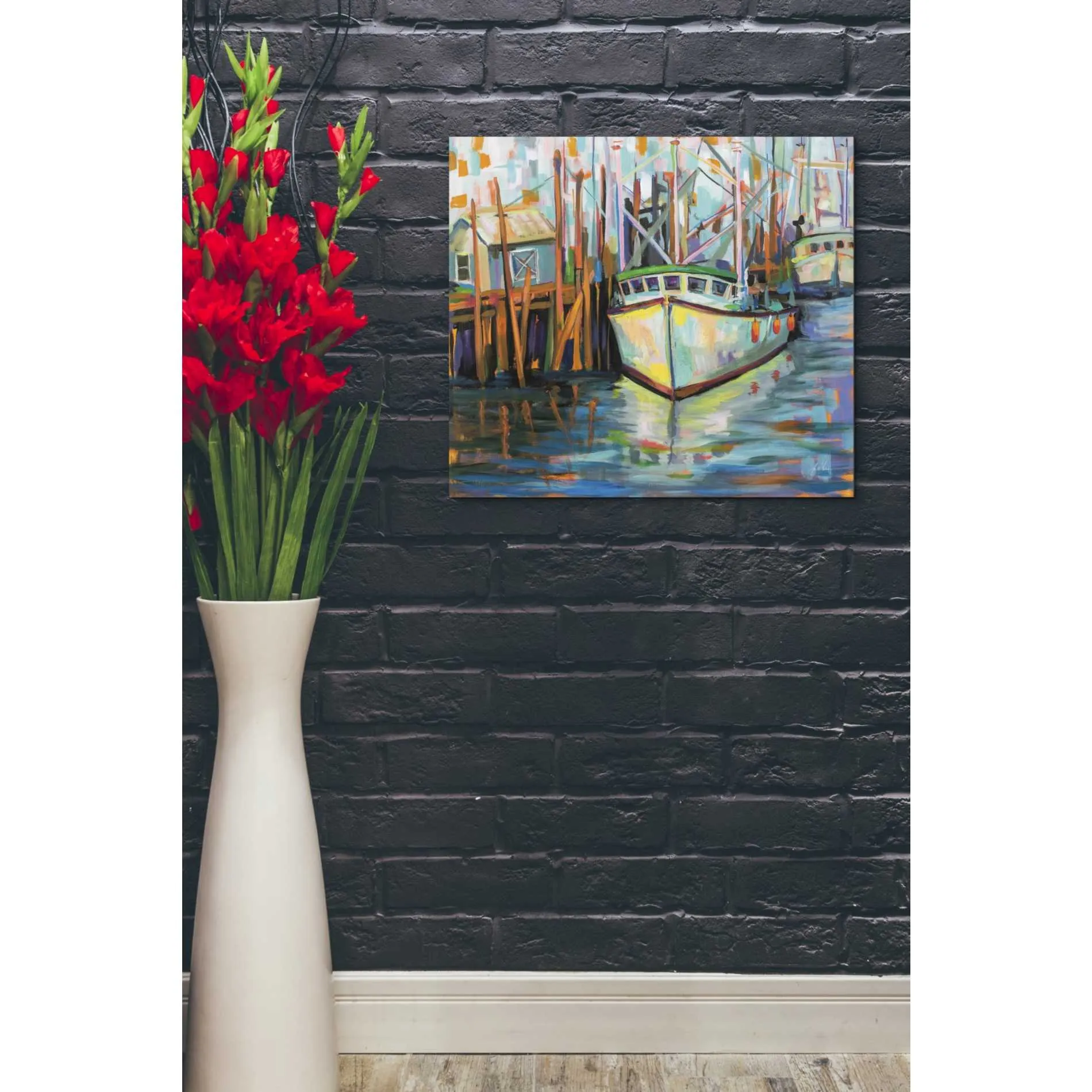 "At the Dock" by Jeanette Vertentes, Giclee Canvas Wall Art