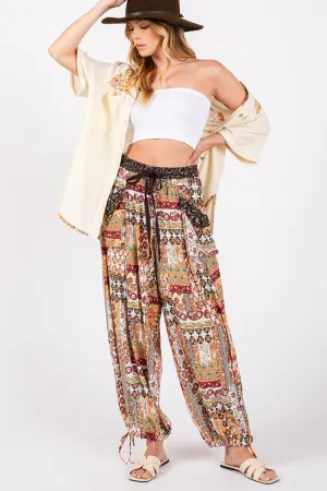 SAGE   FIG High-Rise Balloon Bohemian Print Pants