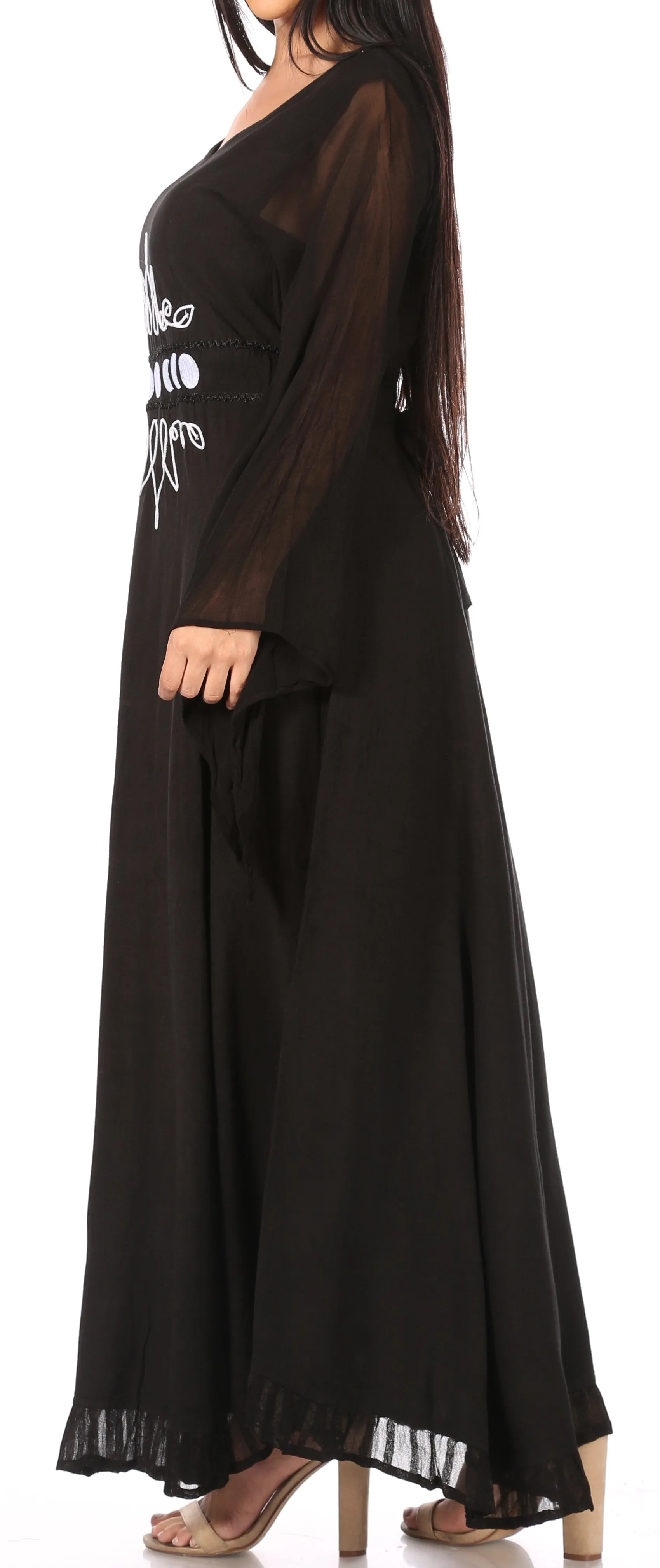 Sakkas Eve Women's Long Sleeve Casual Medieval Renaissance Celtic Maxi Dress Soft