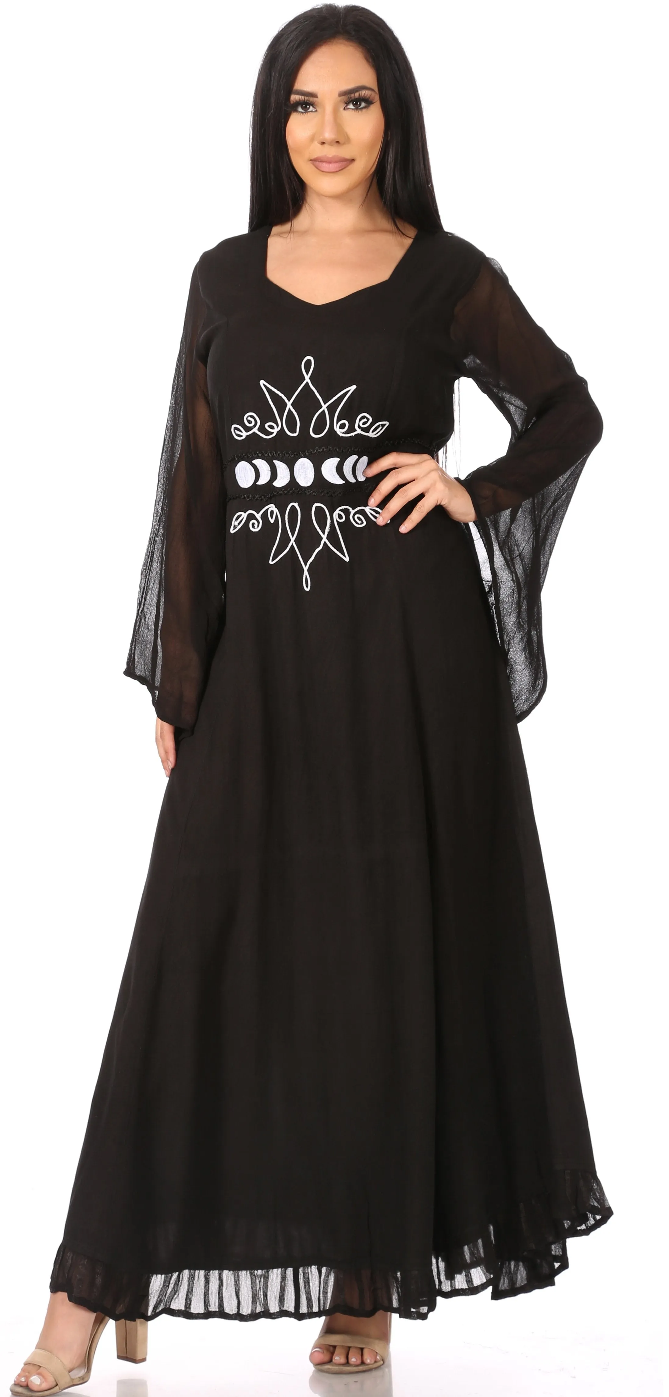 Sakkas Eve Women's Long Sleeve Casual Medieval Renaissance Celtic Maxi Dress Soft