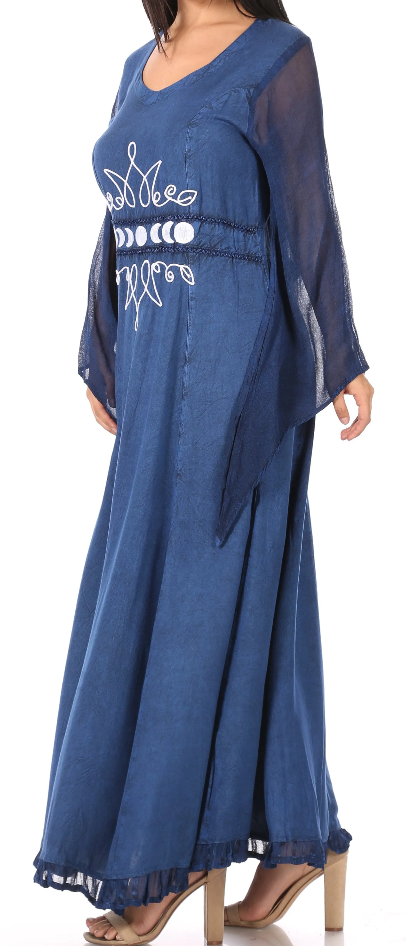 Sakkas Eve Women's Long Sleeve Casual Medieval Renaissance Celtic Maxi Dress Soft