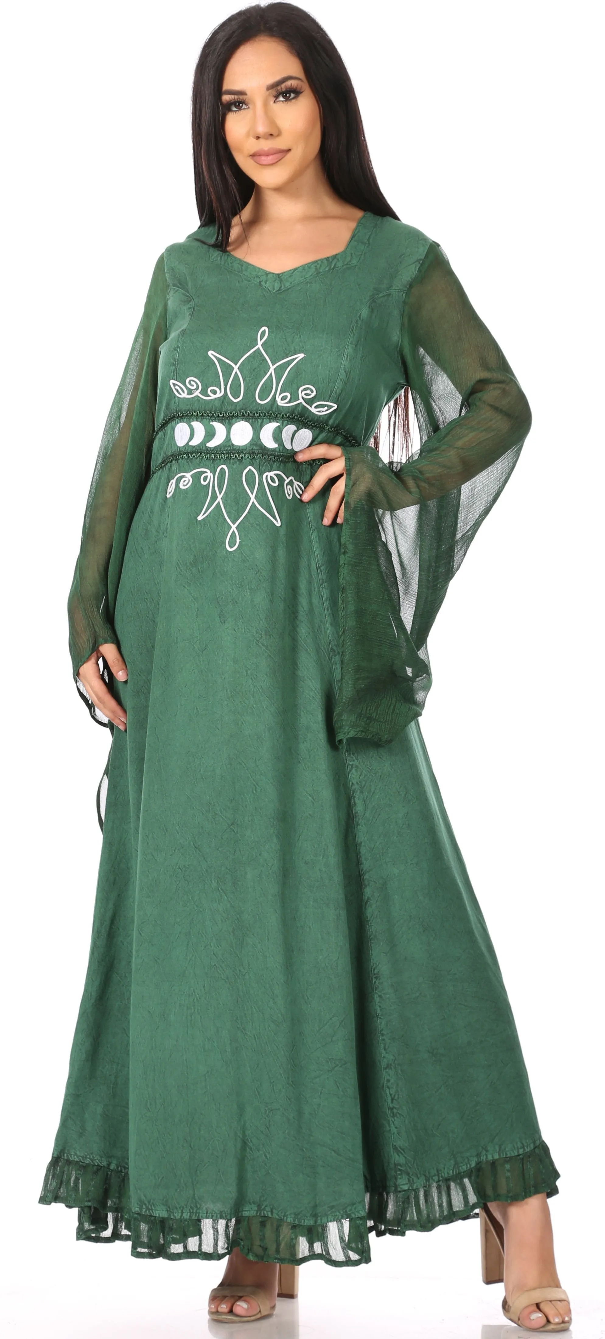 Sakkas Eve Women's Long Sleeve Casual Medieval Renaissance Celtic Maxi Dress Soft