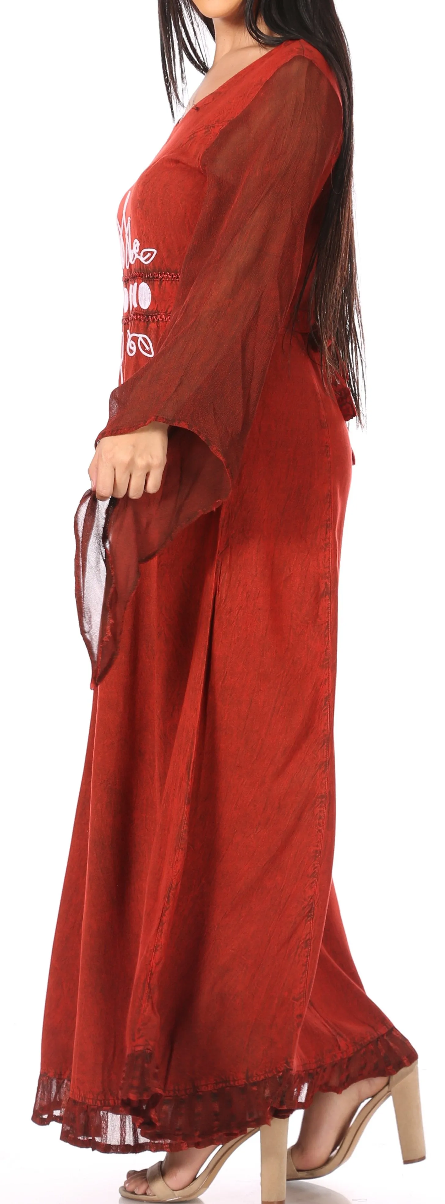 Sakkas Eve Women's Long Sleeve Casual Medieval Renaissance Celtic Maxi Dress Soft