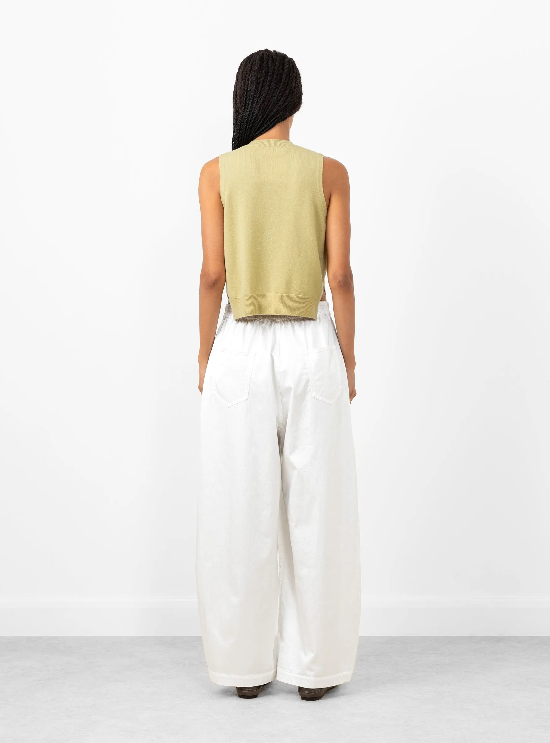 Satin Curved Pants White