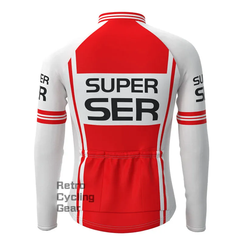 SER White-Red Retro Long Sleeve Cycling Kit