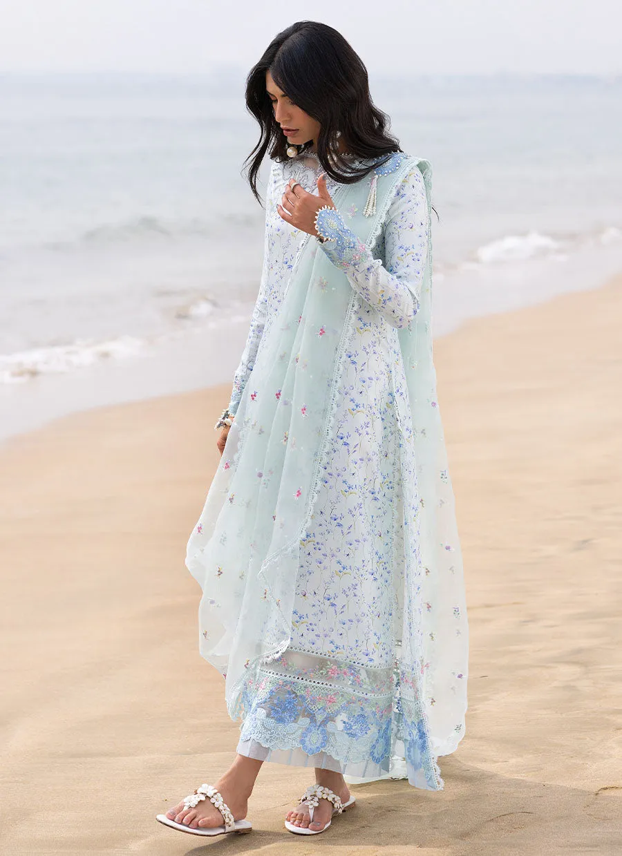 Skye Ice Blue Shirt and Pre-Draped Dupatta