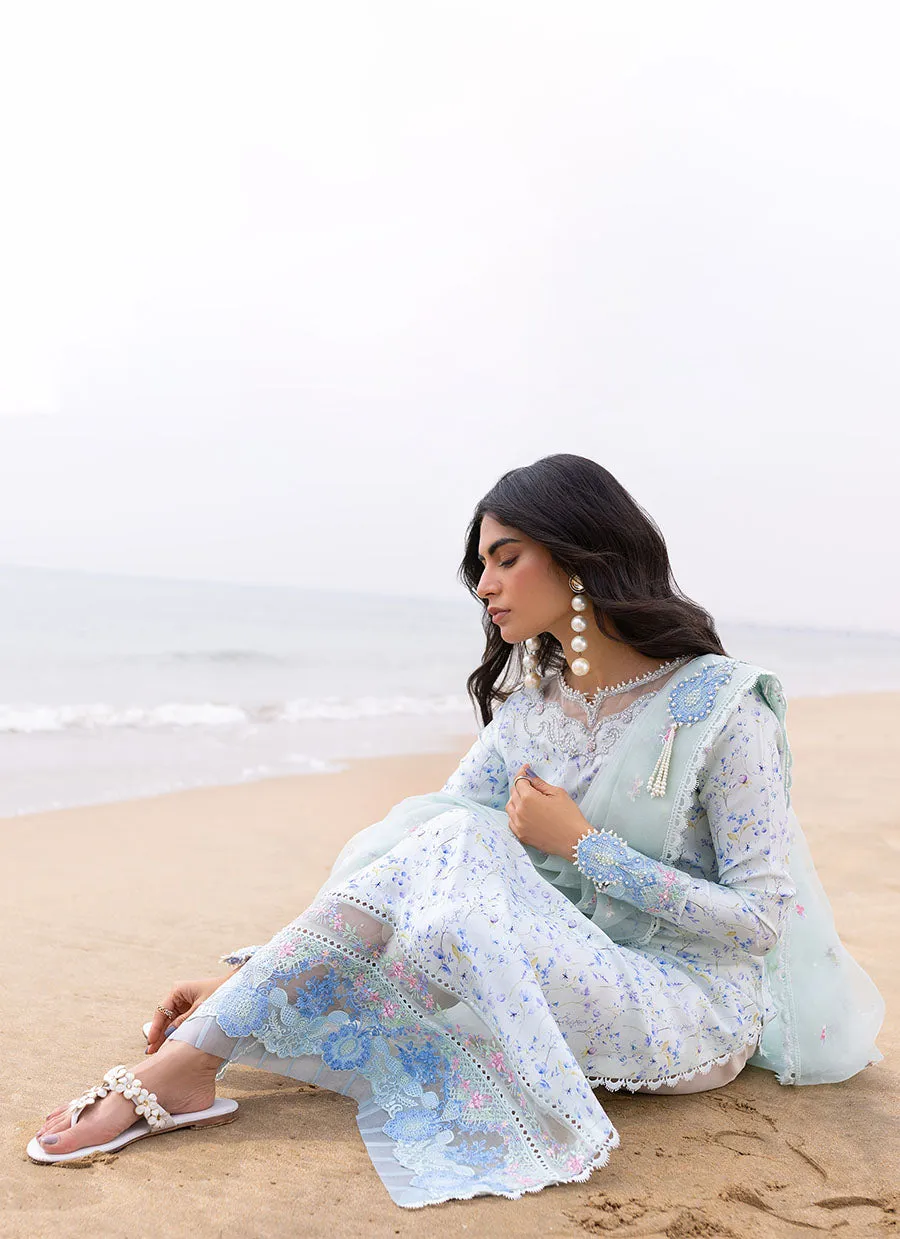 Skye Ice Blue Shirt and Pre-Draped Dupatta