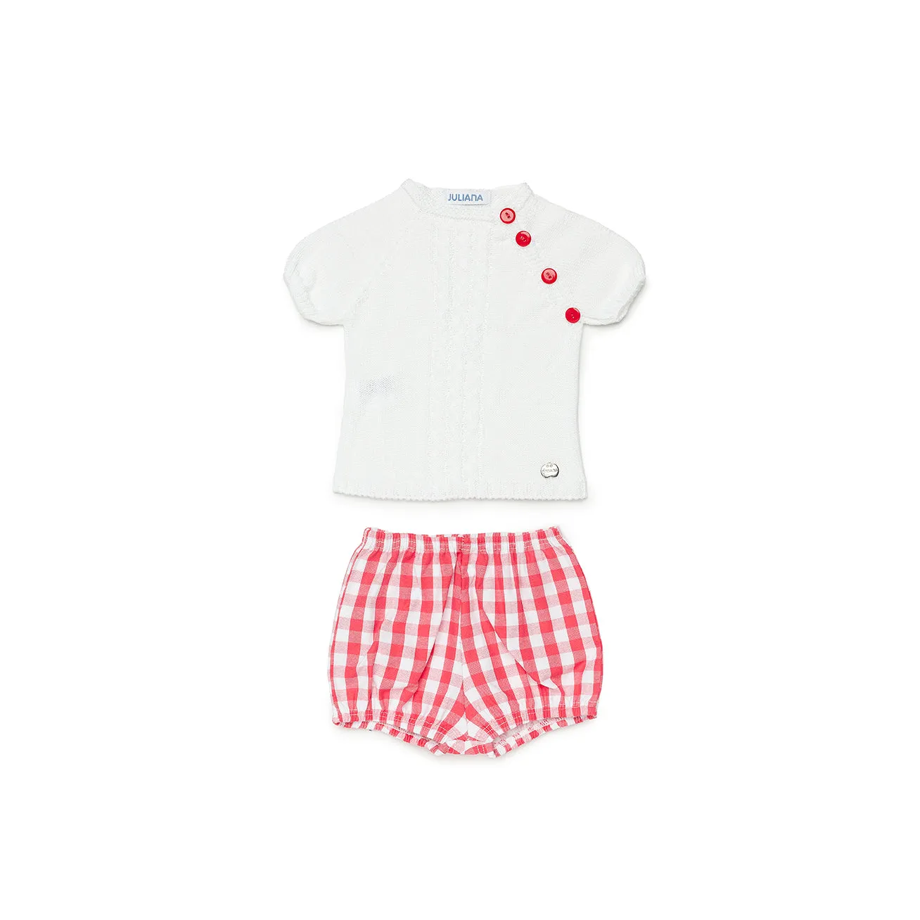 SS24 Juliana Boys Red & White Check Jampants Set