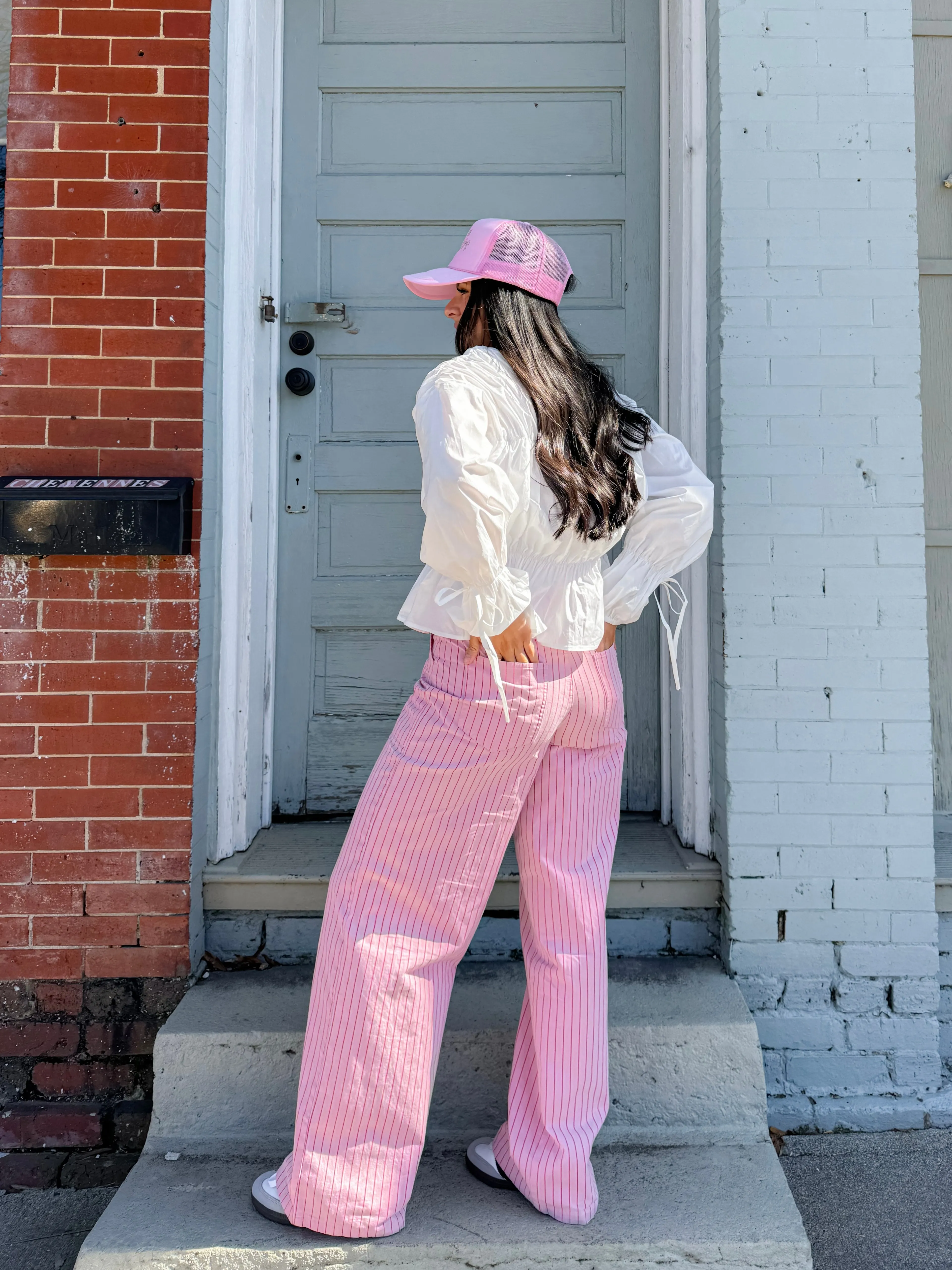 Statement Pink and Red Stripe Pants