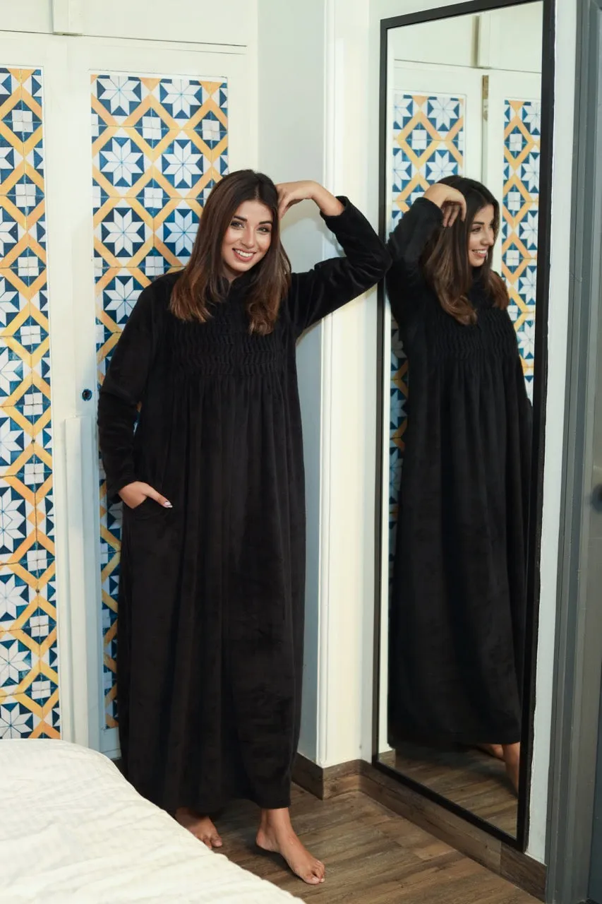 Super Soft Black pleated Woollen Maxi