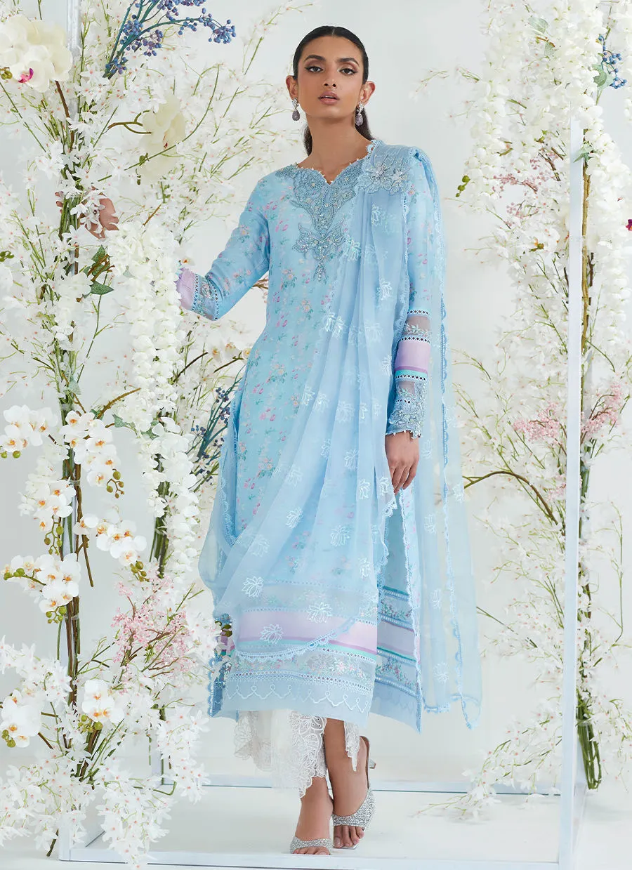 Tara Collection 23 - Celia Blue Shirt With Pre Draped Dupatta