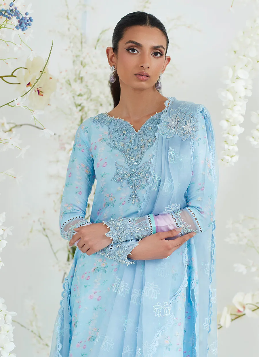 Tara Collection 23 - Celia Blue Shirt With Pre Draped Dupatta