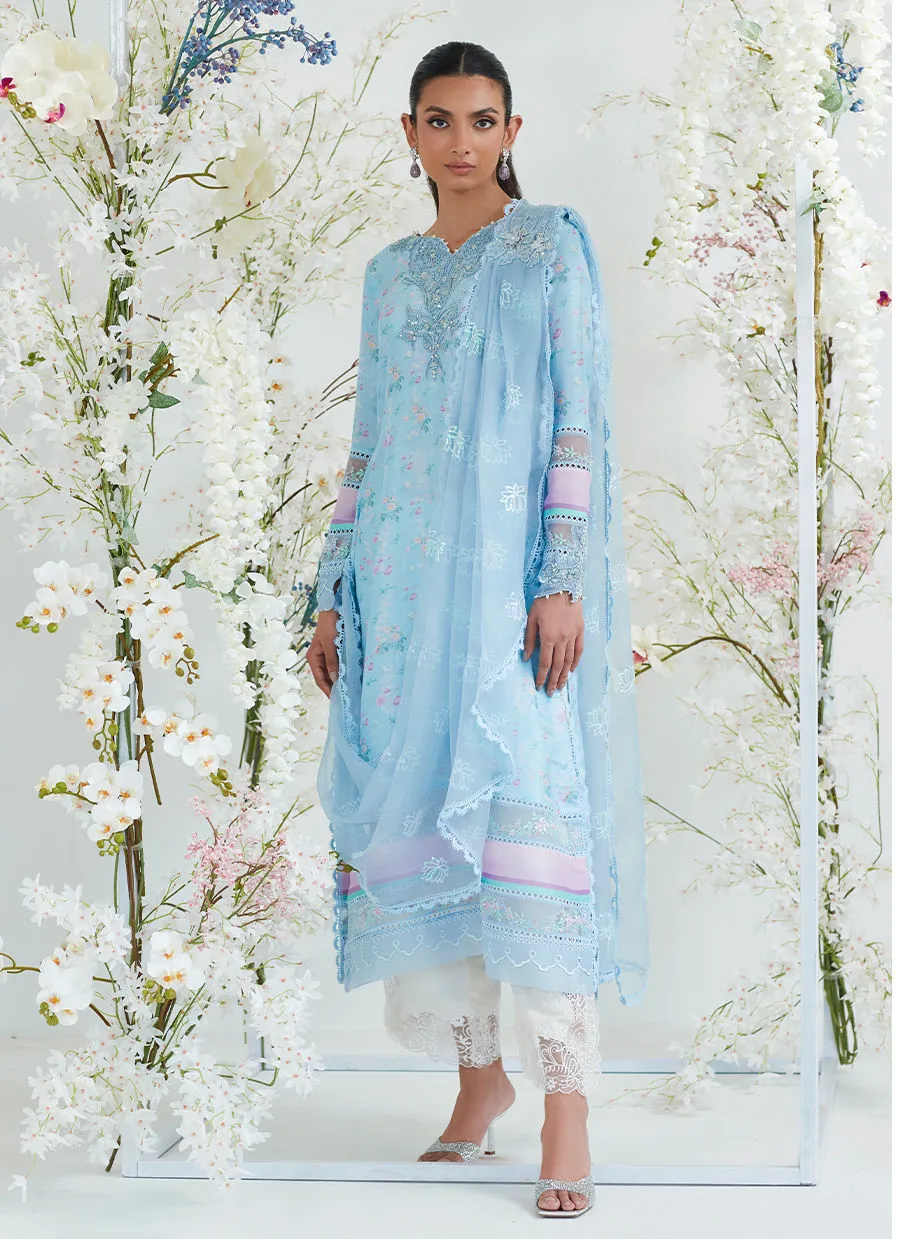 Tara Collection 23 - Celia Blue Shirt With Pre Draped Dupatta