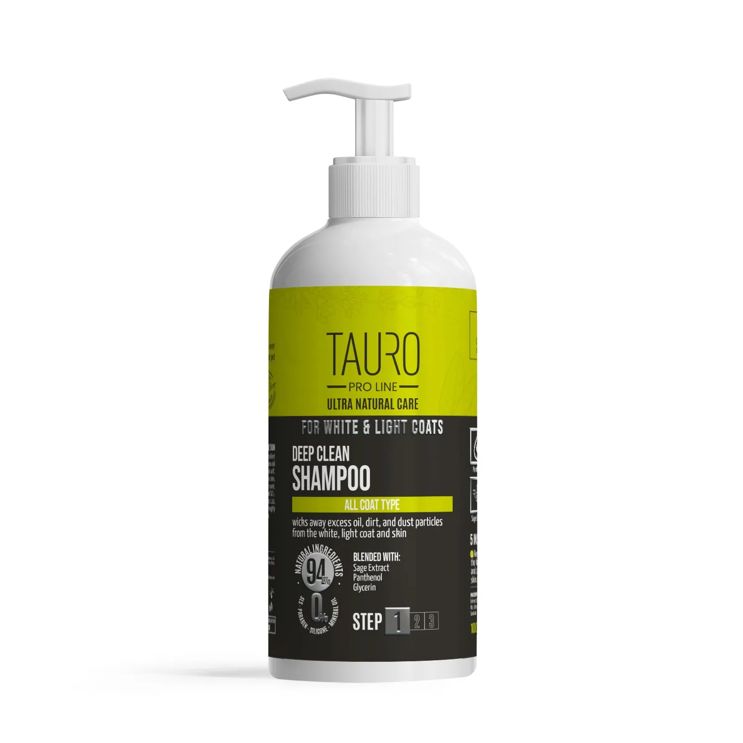 Tauro Pro Line Ultra Natural Care deep clean shampoo for dogs and cats with white, light coat and skin